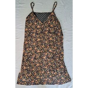 Mossimo Juniors M Blk A-Line Ditzy Floral Mesh Back Boho Cottagecore y2k Fairy